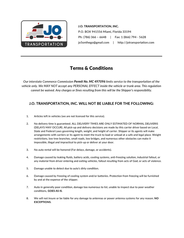 Document: Terms and Conditions